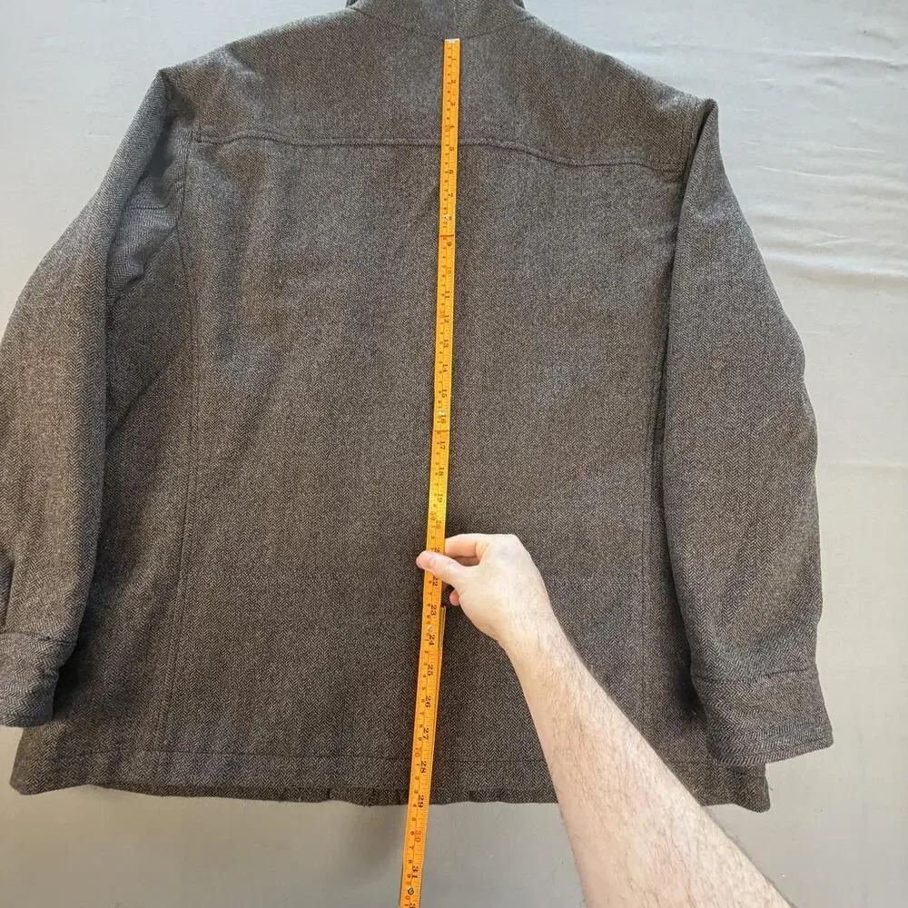 Banana Republic Jacket Mens 2XL Gray Herringbone Tweed Military Full Zip Lined